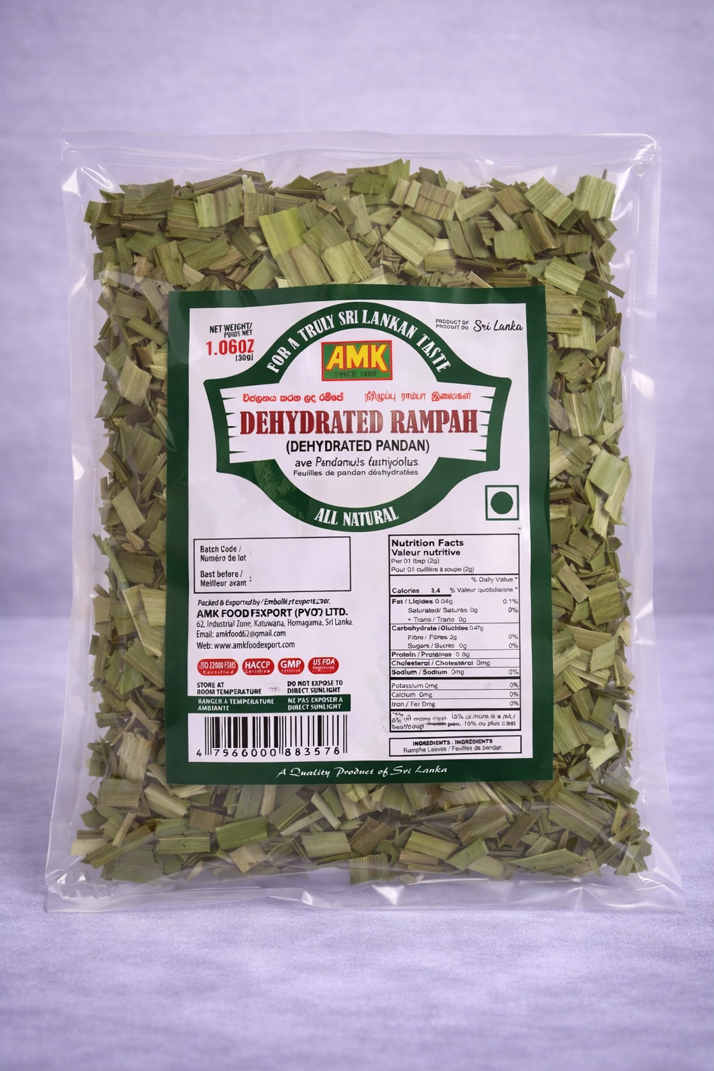 AMK Dehydrated Rampah (Pandan) (30g)